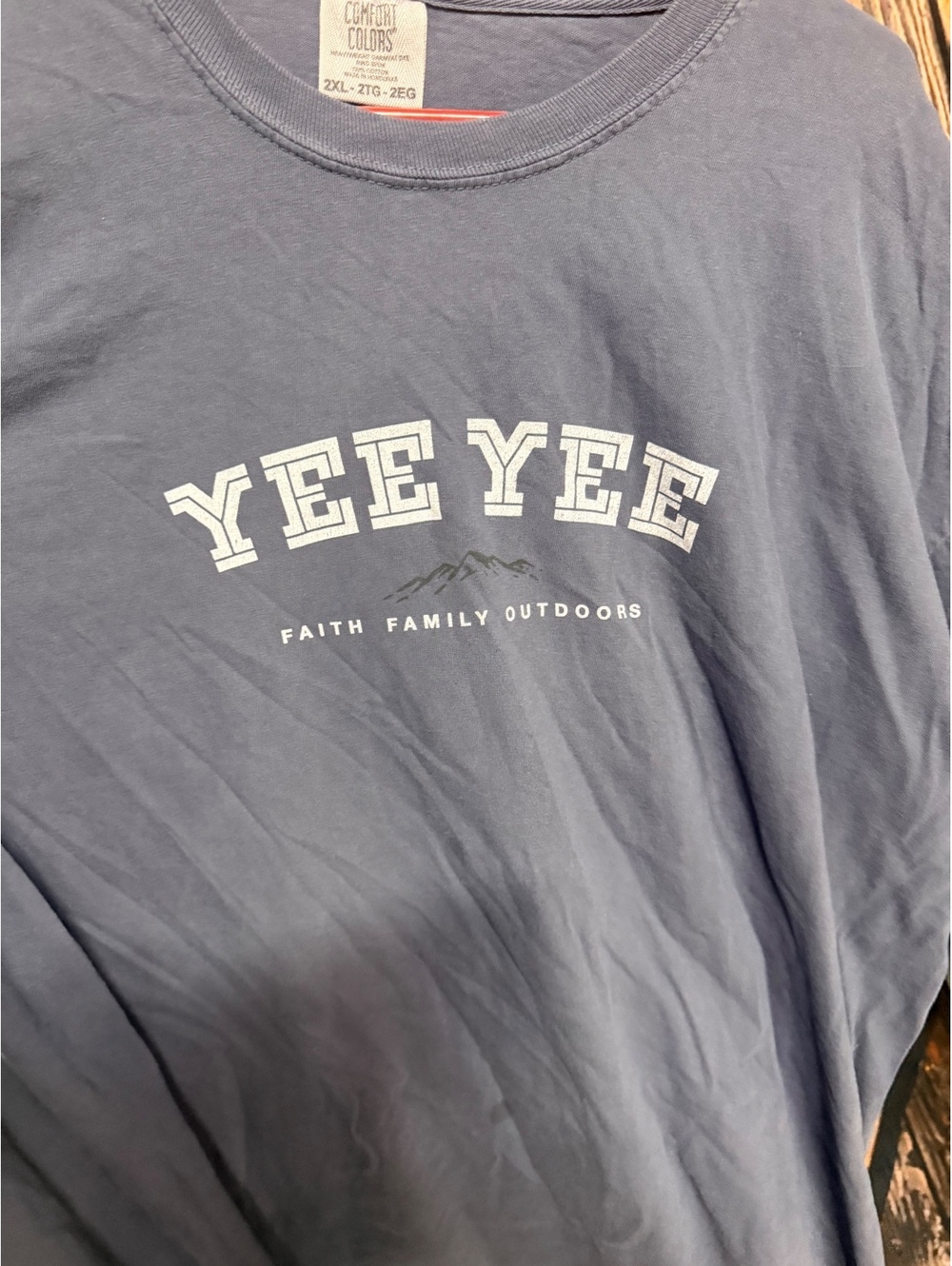 Comfort colors Yee Yee Faith Family Outdoors Long Sleeve T-Shirt 2XL Navy